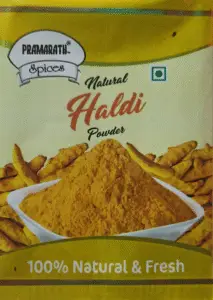Pure Haldi Powder in bowl with turmeric roots тАУ Pramarath
